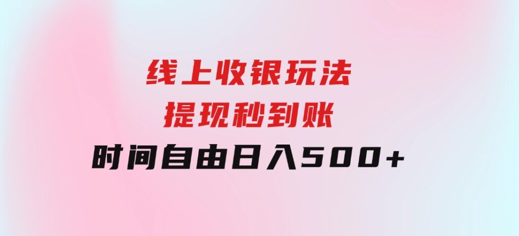 线上收银玩法，提现秒到账，时间自由，日入500+-92资源网