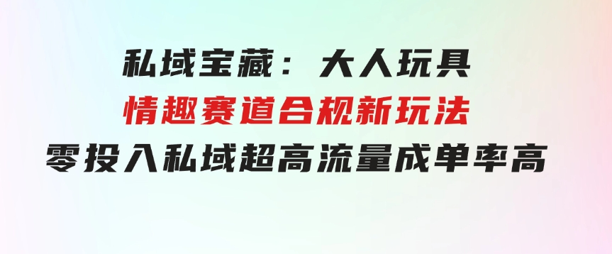 私域宝藏：大人玩具情趣赛道合规新玩法，零投入，私域超高流量成单率高-92资源网