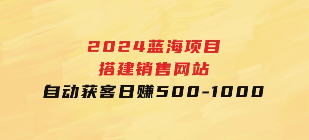 2024蓝海项目，搭建销售网站，自动获客，日赚500-1000-92资源网