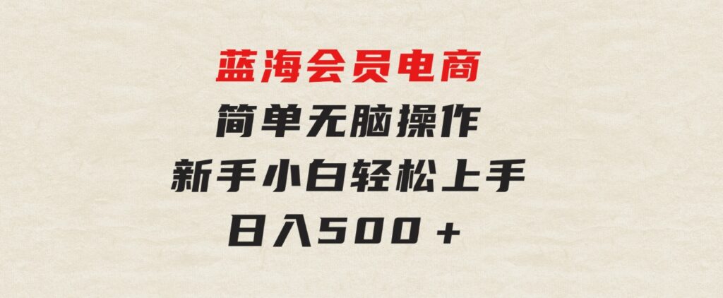 蓝海会员电商简单无脑操作新手小白轻松上手日入500＋-92资源网