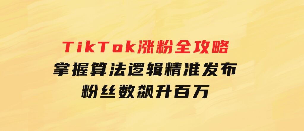 TikTok涨粉全攻略：掌握算法逻辑，精准发布，粉丝数飙升百万-92资源网