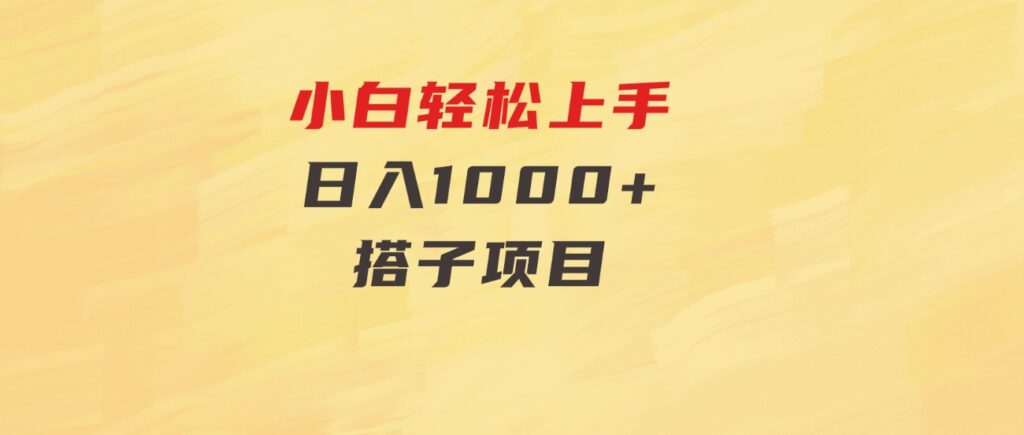 小白轻松上手，日入1000+，搭子项目-92资源网