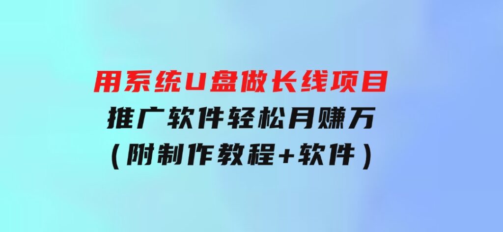 用系统U盘做长线项目，推广软件轻松月赚万元（附制作教程+软件）-92资源网