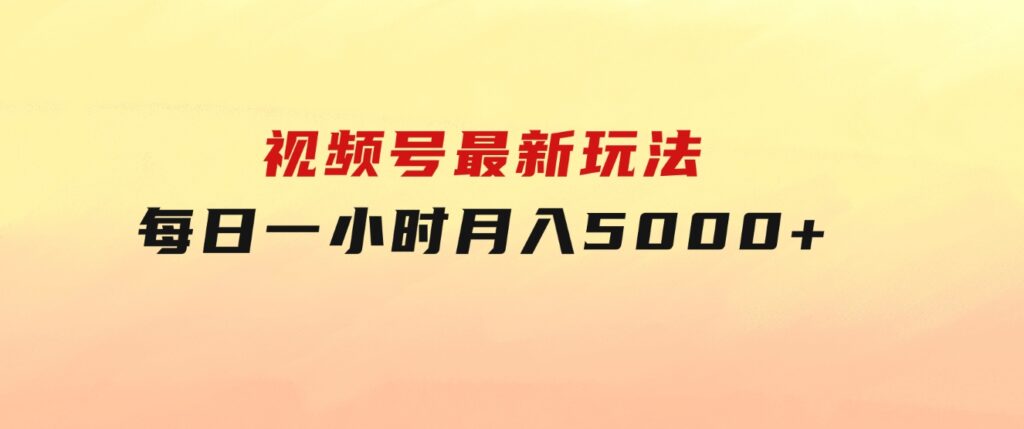 视频号最新玩法，每日一小时月入5000+-92资源网