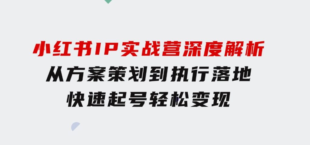 小红书IP实战营深度解析：从方案策划到执行落地，快速起号轻松变现-92资源网