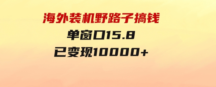 海外装机，野路子搞钱，单窗口15.8，已变现10000+-92资源网