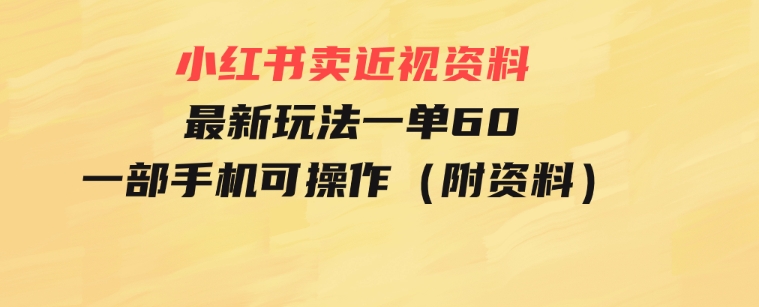 小红书卖近视资料最新玩法，一单60月入过万，一部手机可操作（附资料）-92资源网