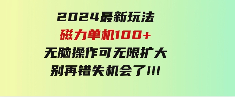 2024最新玩法，磁力单机100+，无脑操作，可无限扩大。别再错失机会了!!!-92资源网