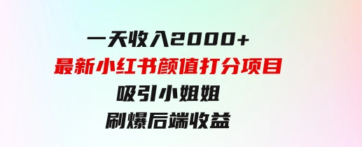 一天收入2000+，最新小红书颜值打分项目，吸引小姐姐，刷爆后端收益-92资源网