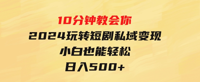 10分钟教会你2024玩转短剧私域变现，小白也能轻松日入500+-92资源网