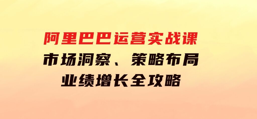 阿里巴巴运营实战课：市场洞察、策略布局、业绩增长全攻略-92资源网