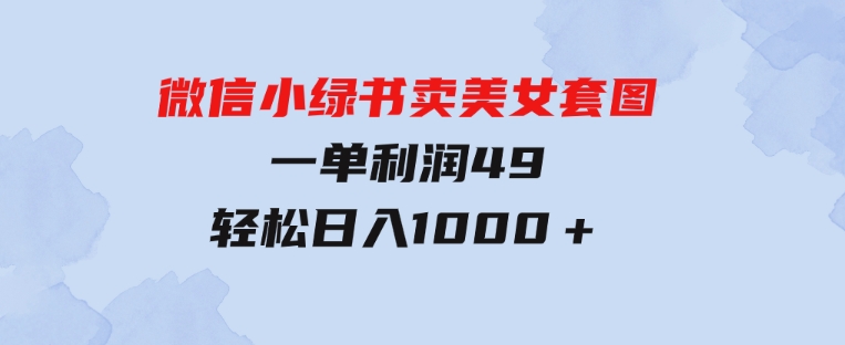 冷门微信小绿书卖美女套图，一单利润49，轻松日入1000＋-92资源网