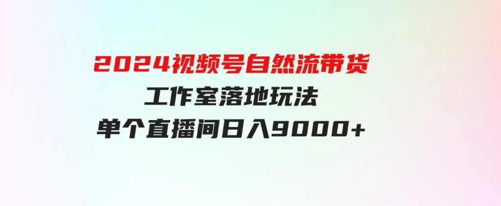 （9709期）【蓝海项目】2024视频号自然流带货，工作室落地玩法，单个直播间日入9000+-92资源网