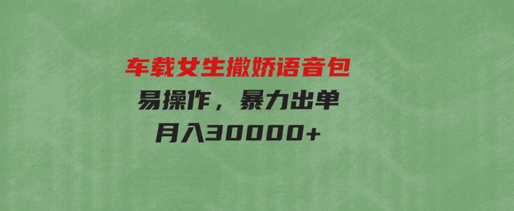 （9710期）车载女生撒娇语音包，易操作，暴力出单，月入30000+-92资源网