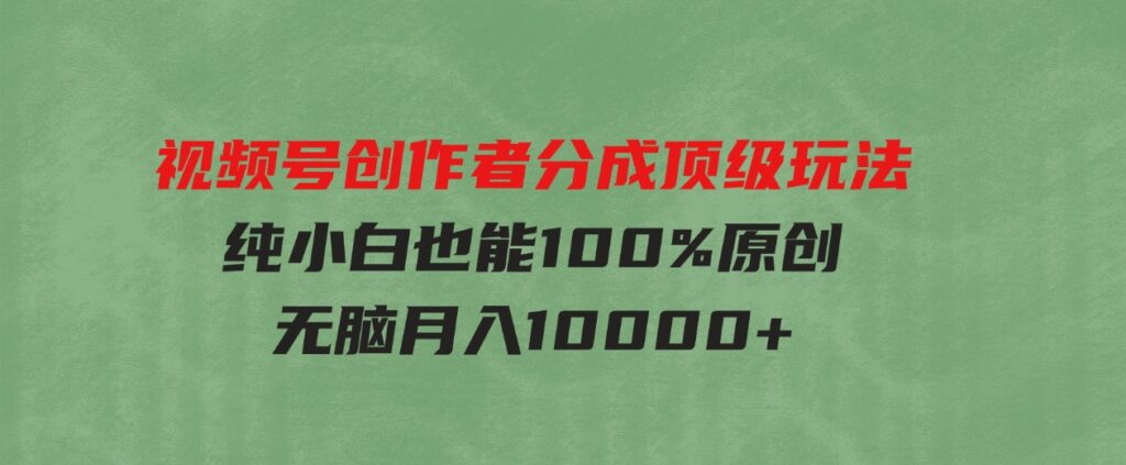 （9608期）视频号创作者分成顶级玩法，纯小白也能100%原创，无脑月入10000+-92资源网