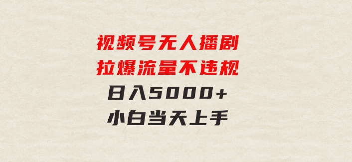 视频号无人播剧，拉爆流量不违规，日入5000+，小白当天上手-92资源网