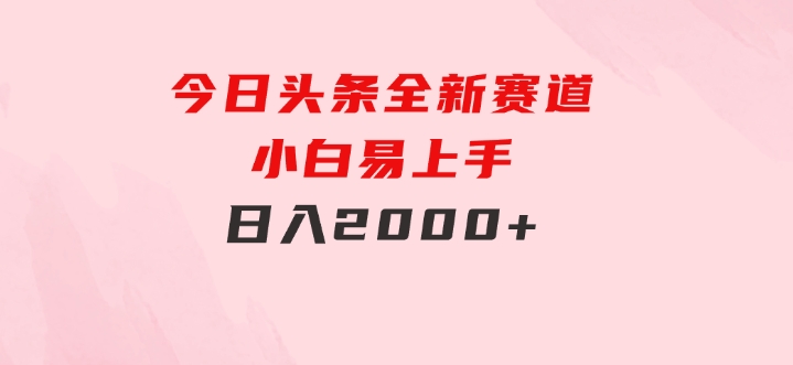 今日头条，全新赛道，小白易上手，日入2000+-92资源网