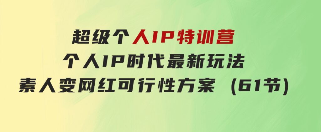 超级个人IP特训营，个人IP时代才最新玩法，素人变网红可行性方案(61节)-92资源网