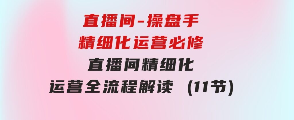 直播间-操盘手精细化运营必修，直播间精细化运营全流程解读(11节)-92资源网