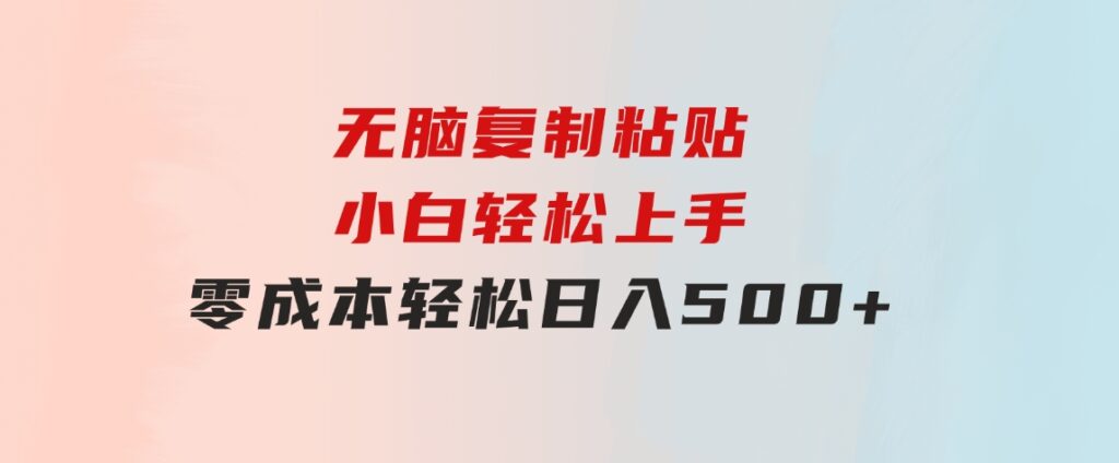 无脑复制粘贴，小白轻松上手，零成本轻松日入500+-92资源网