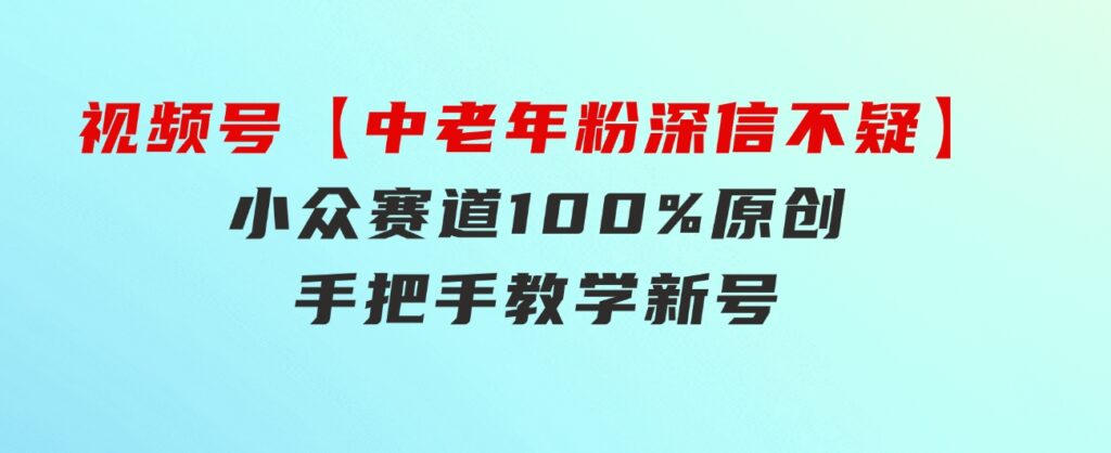 视频号【中老年粉深信不疑】小众赛道100%原创手把手教学新号3天收益…-92资源网