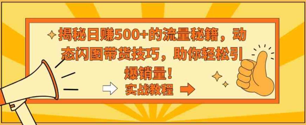 （9058期）揭秘日赚500+的流量秘籍，动态闪图带货技巧，助你轻松引爆销量！-92资源网