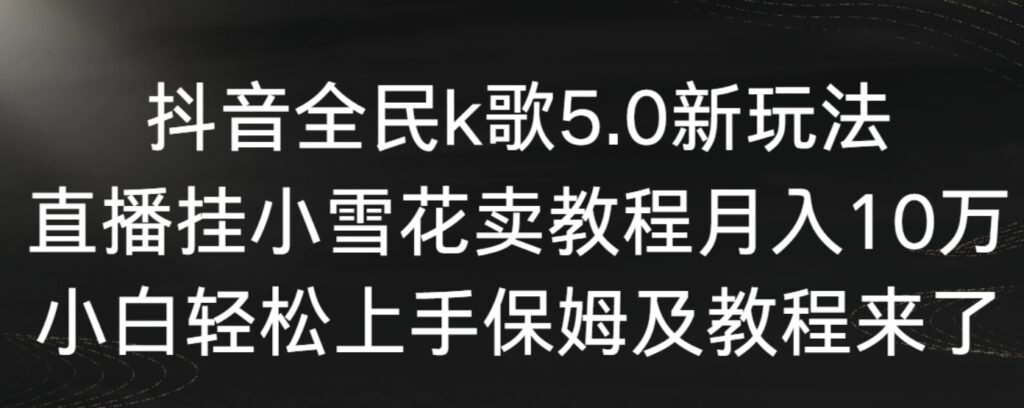 抖音全民k歌5.0新玩法，直播挂小雪花卖教程月入10万，小白轻松上手，保…-副业项目资源网