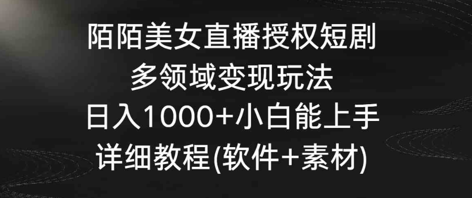 陌陌美女直播授权短剧，多领域变现玩法，日入1000+小白能上手，详细教程…-92资源网