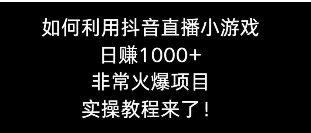 如何利用抖音直播小游戏日赚1000+,非常火爆项目,实操教程来了!-副业项目资源网