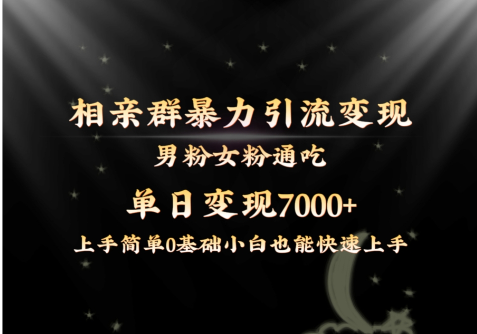 全网首发相亲群暴力引流男粉女粉通吃变现玩法，单日变现7000+保姆教学1.0-92资源网