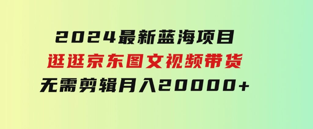 2024最新蓝海项目，逛逛京东图文视频带货，无需剪辑，月入20000+-92资源网