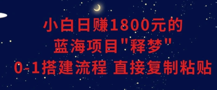 小白能日赚1800元的蓝海项目”释梦”0-1搭建流程可直接复制粘贴长期做-92资源网