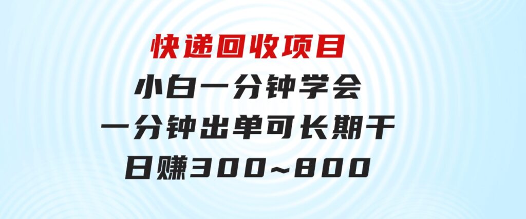 快递回收项目，小白一分钟学会，一分钟出单，可长期干，日赚300~800-92资源网