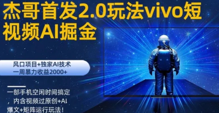 vivo短视频2.0玩法AI掘金，风口项目+独家AI技术，一部手机空闲时间搞定-92资源网