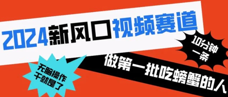 2024新风口视频赛道做第一批吃螃蟹的人10分钟一条原创视频小白无脑操作1-92资源网