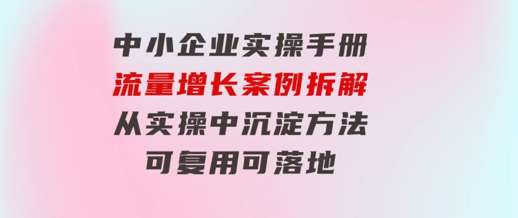 中小企业实操手册-流量增长案例拆解，从实操中沉淀方法，可复用可落地-92资源网