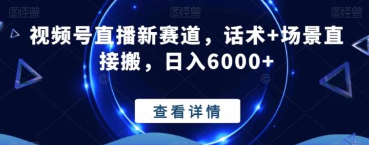 视频号直播新赛道，话术+场景直接搬，日入6000+-92资源网