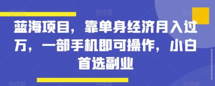 蓝海项目，靠单身经济月入过万，一部手机即可操作，小白首选副业【揭秘】-92资源网