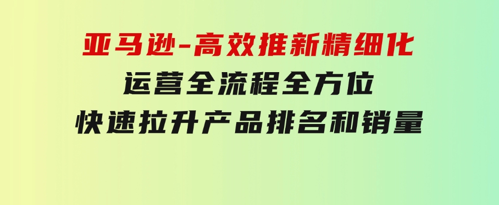 亚马逊-高效推新精细化运营全流程，全方位、快速拉升产品排名和销量-92资源网