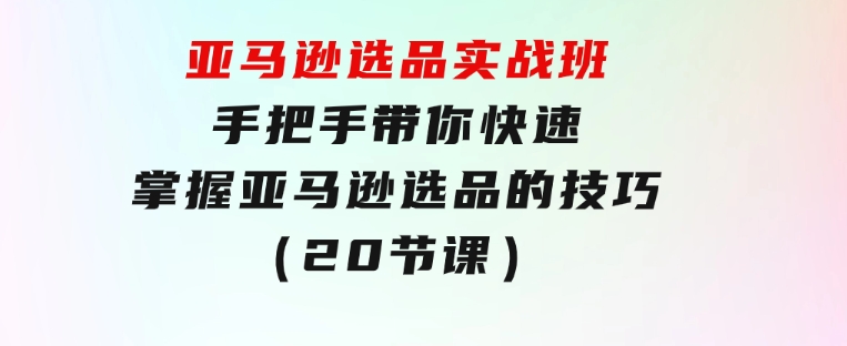 亚马逊选品实战班，手把手带你快速掌握亚马逊选品的技巧（20节课）-92资源网