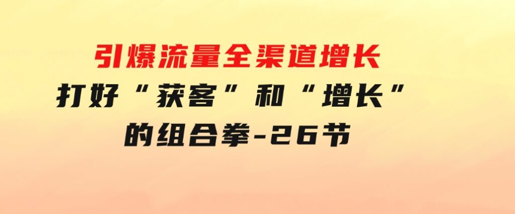 引爆流量全渠道增长，打好“获客”和“增长”的组合拳-26节-92资源网