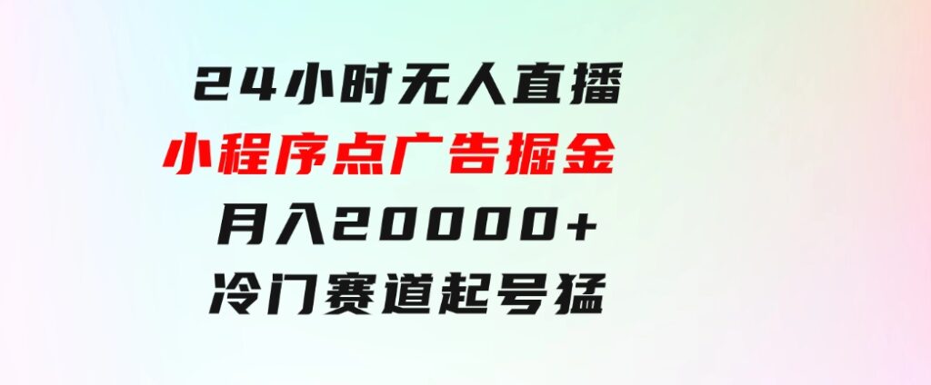 24小时无人直播小程序点广告掘金，月入20000+，冷门赛道，起好猛，独…-92资源网