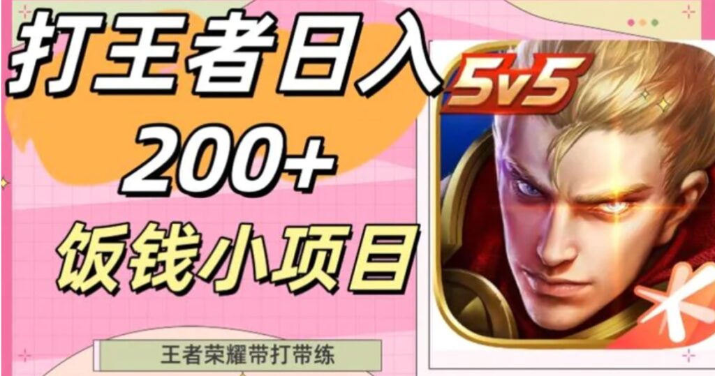 打王者日入200+,饭钱小项目,王者荣耀带打带练-副业项目资源网