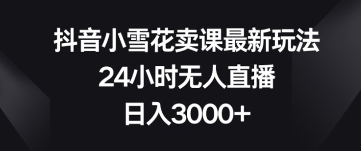 抖音小雪花卖课最新玩法，24小时无人直播，日入3000+-92资源网