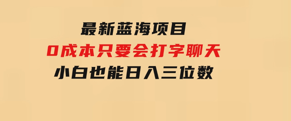 最新蓝海项目0成本只要会打字聊天小白也能日入三位数不赚钱来打我-92资源网