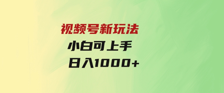 视频号新玩法小白可上手日入1000+-92资源网