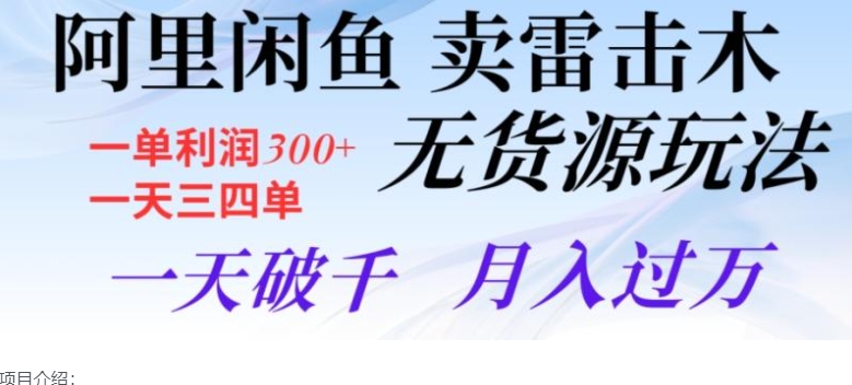 阿里闲鱼卖雷击木无货源玩法，一单利润300+，一天三四单，一天破千，月入过万-92资源网