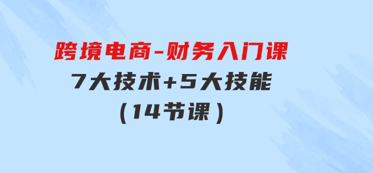 跨境电商-财务入门课：7大技术+5大技能（14节课）-92资源网