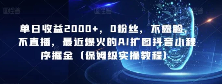 单日收益2000+，0粉丝，不露脸，不直播，最近爆火的AI扩图抖音小程序掘金-92资源网