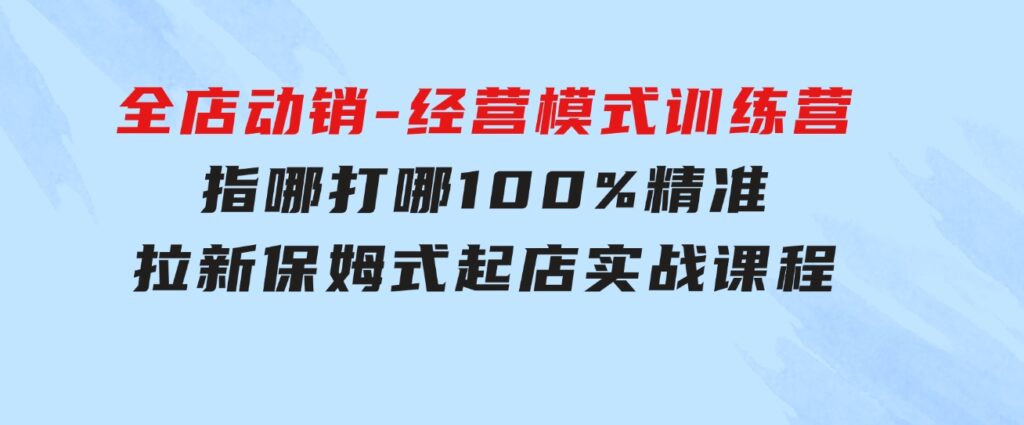 全店动销-经营模式训练营，指哪打哪100%精准拉新保姆式起店实战课程-92资源网